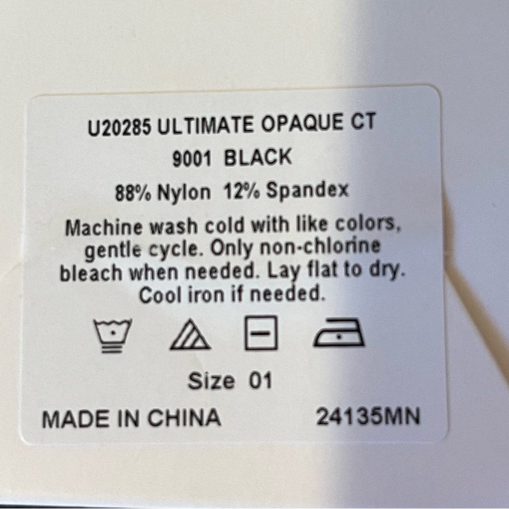 NWT- HUE- Set of 2 Total Opaque Control Top Tights. Black and Gray. Size:1 - Picture 5 of 9